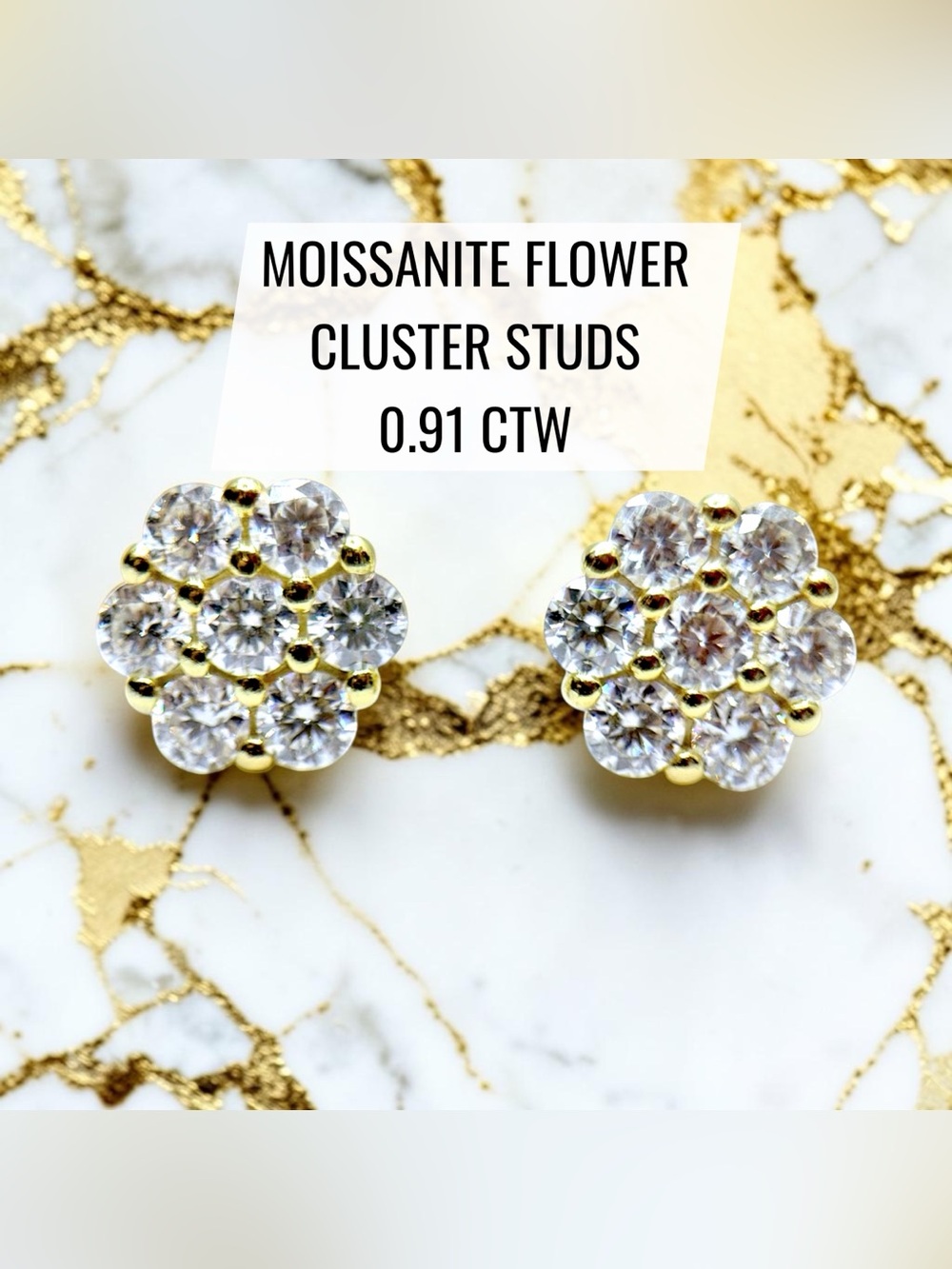 ✨ Luxury Moissanite Flower Cluster Stud 7mm Earrings | 0.91 CTW VVS-D